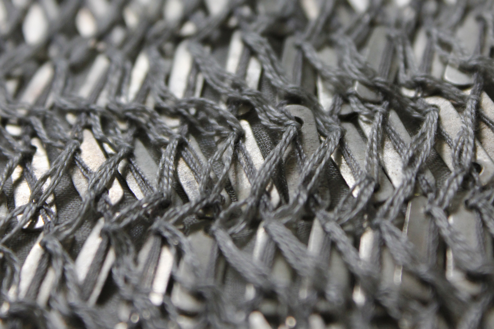 Silver bugle bead woven lattice texture embroidery — Imroz Fashions