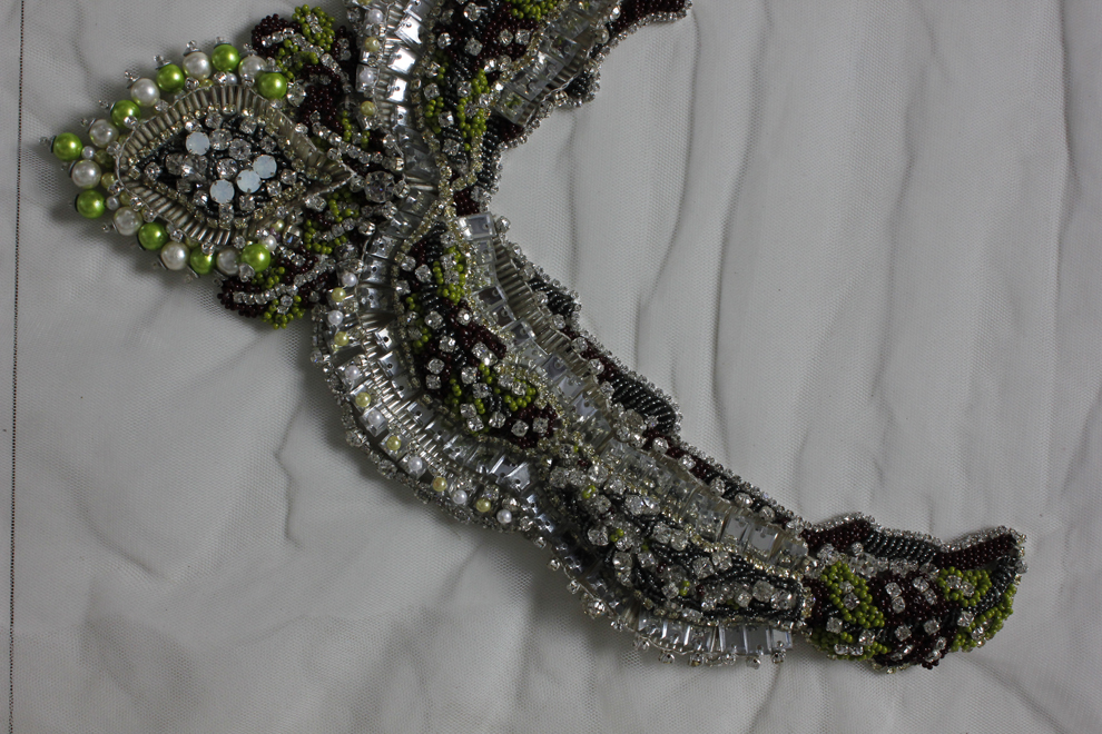 Hand beaded flower pendant necklace accessory by Imroz Fashions